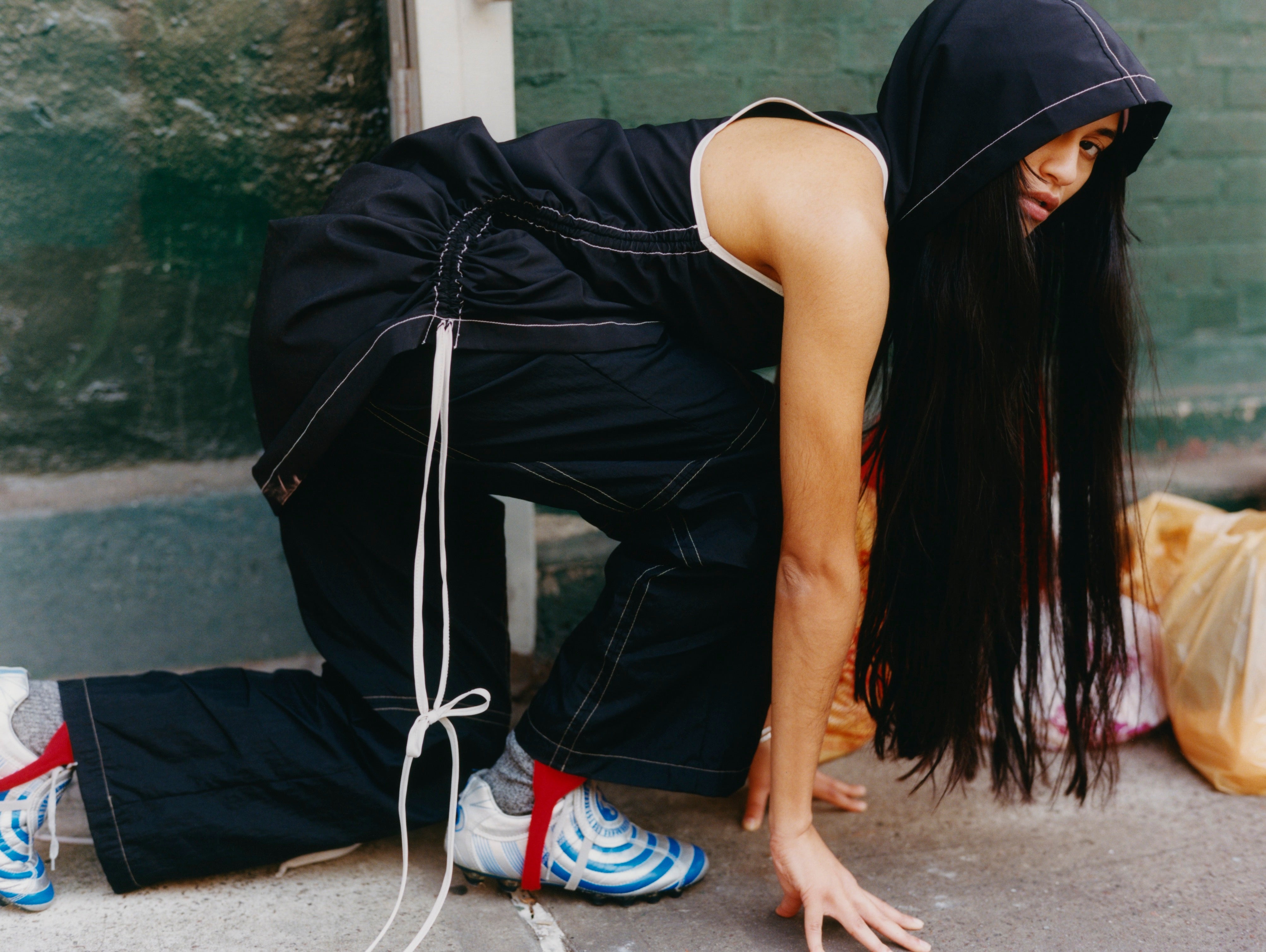 MIDNIGHT TRACK PANTS GREEN STITCH - GUMI