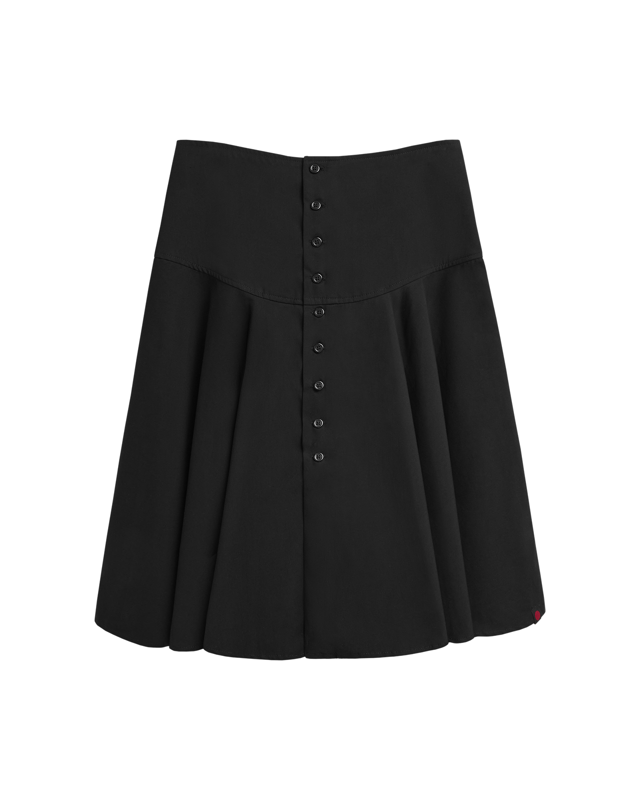 LOW RISE BUTTON SKIRT  - BLACK COTTON