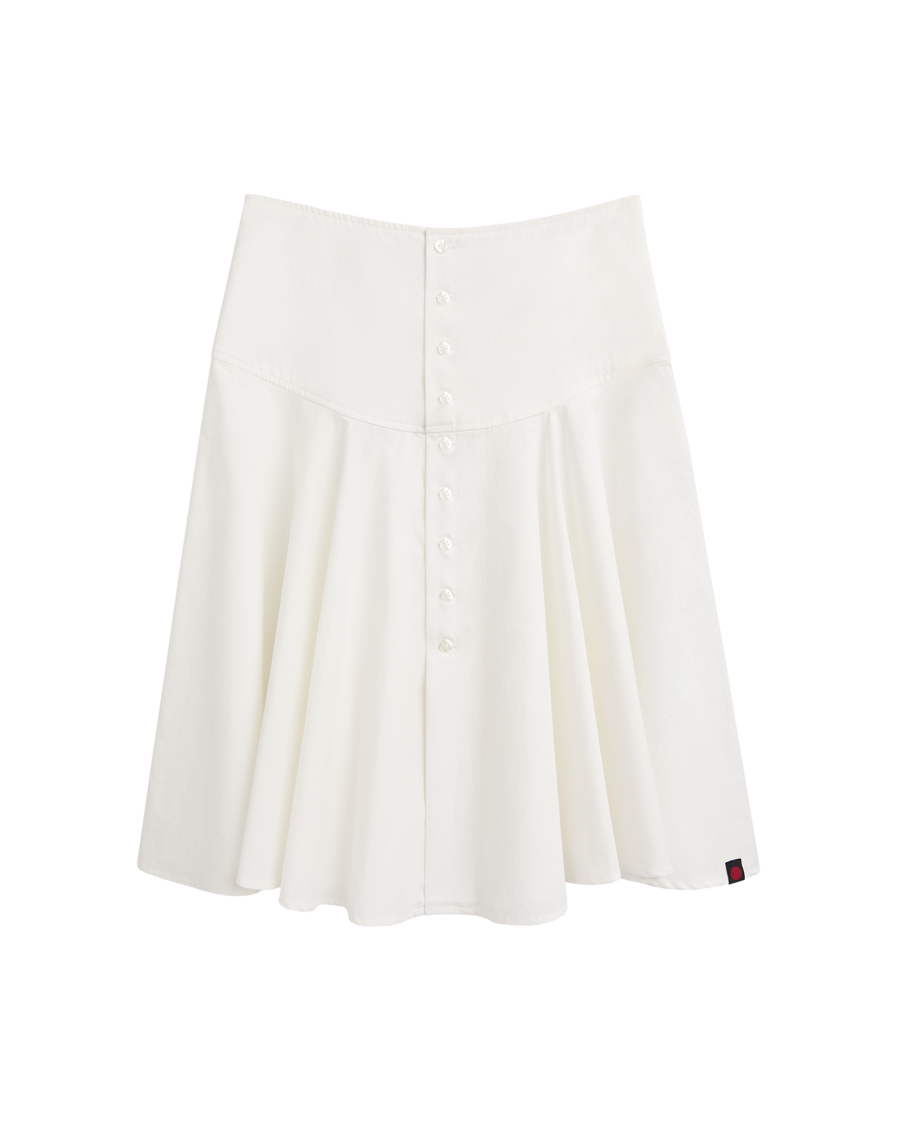 LOW RISE BUTTON SKIRT  - WHITE COTTON