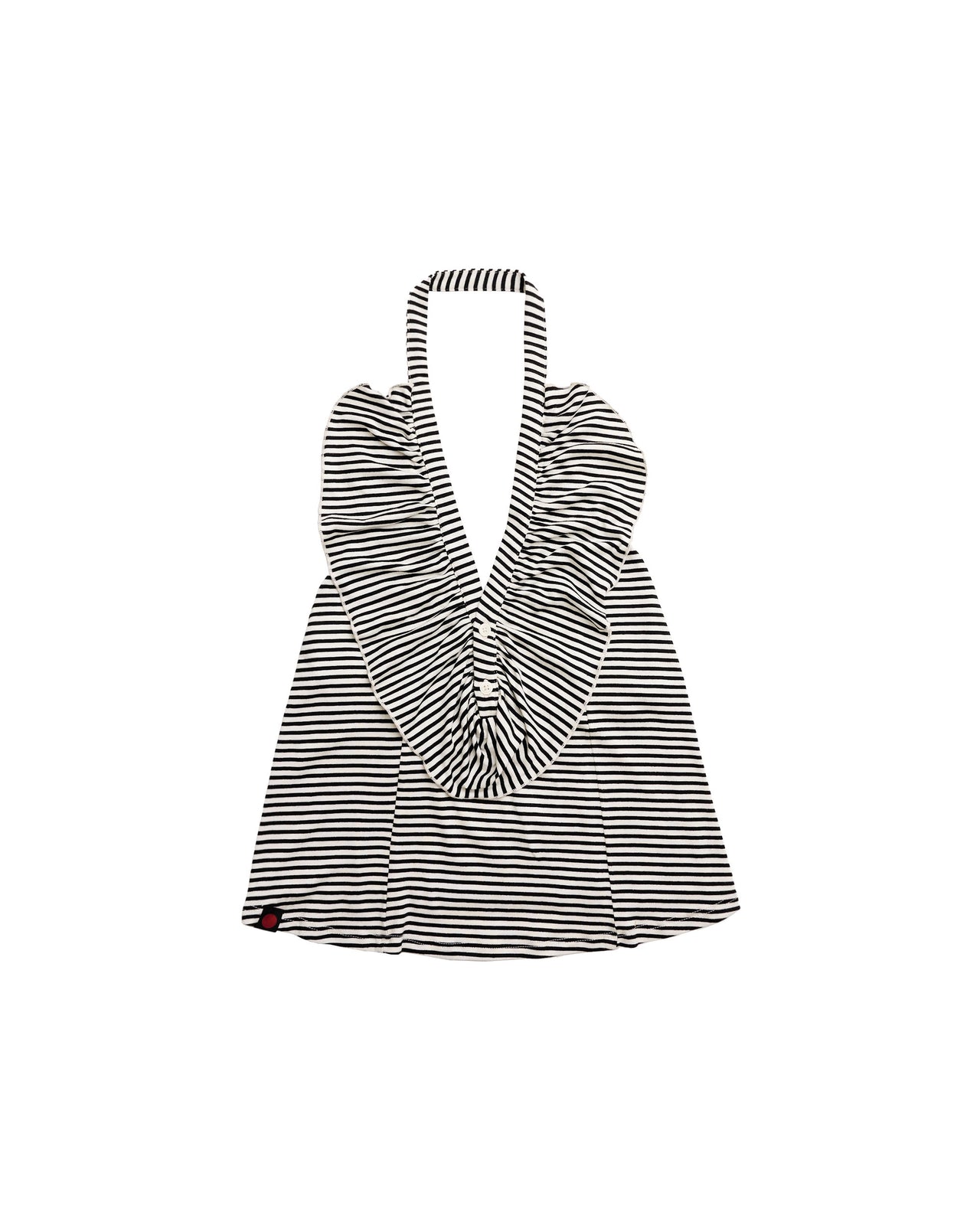 STRIPE RUFFLE HALTER